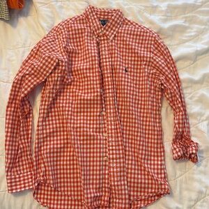 Medium Plaid Orange White classic fit Polo by Ralph Lauren button down